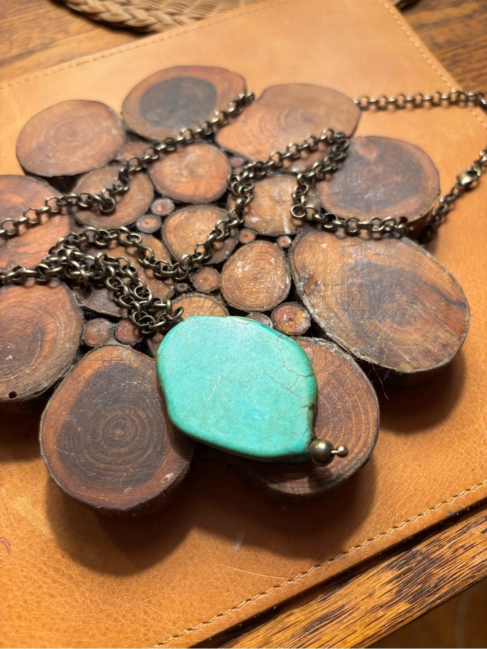 Vintage Turquoise Green Pendant Necklace